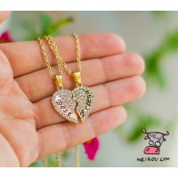Кулон для двоих друзей "Best Friend. Кристаллы. Цвет золото. Цена за набор